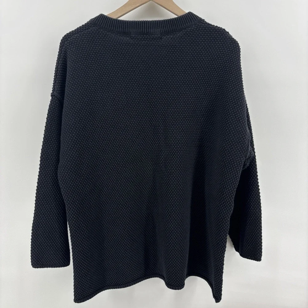 FP Beach Free People Hailee Sweater‎ Women's Medium Black Waffle Knit Oversized